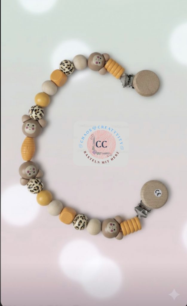 Kinderwagenkette - Holz (Orange/Braun,